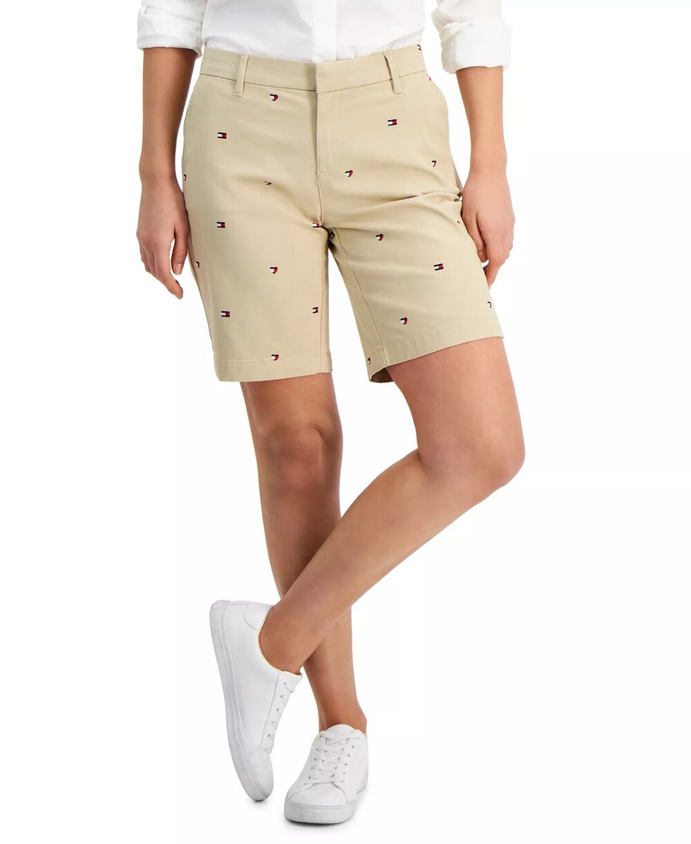 Tommy Hilfiger Women's 9" Cotton Bermuda Shorts In Khaki